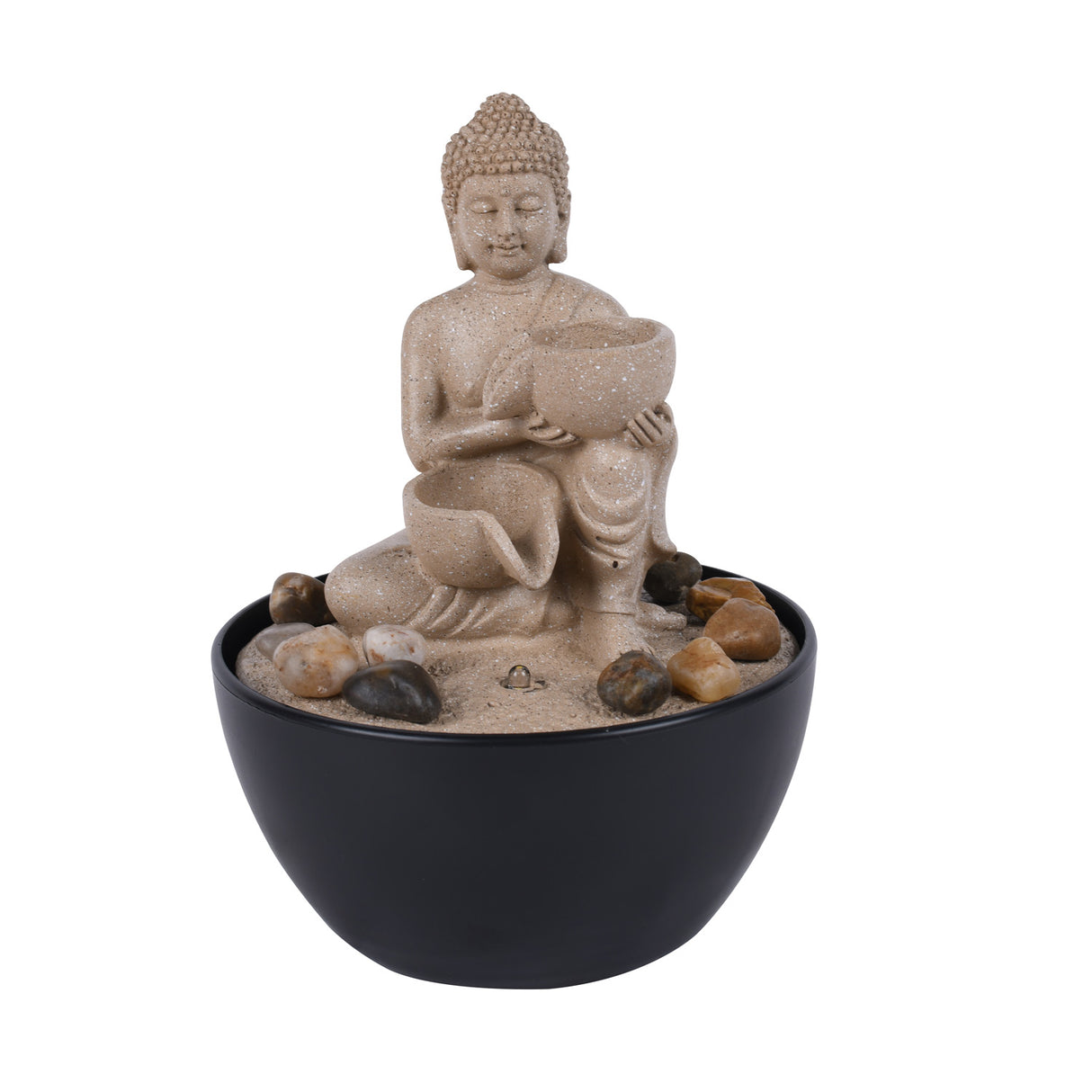 Mini Buddha Water Fountain with LED Light (Sand)