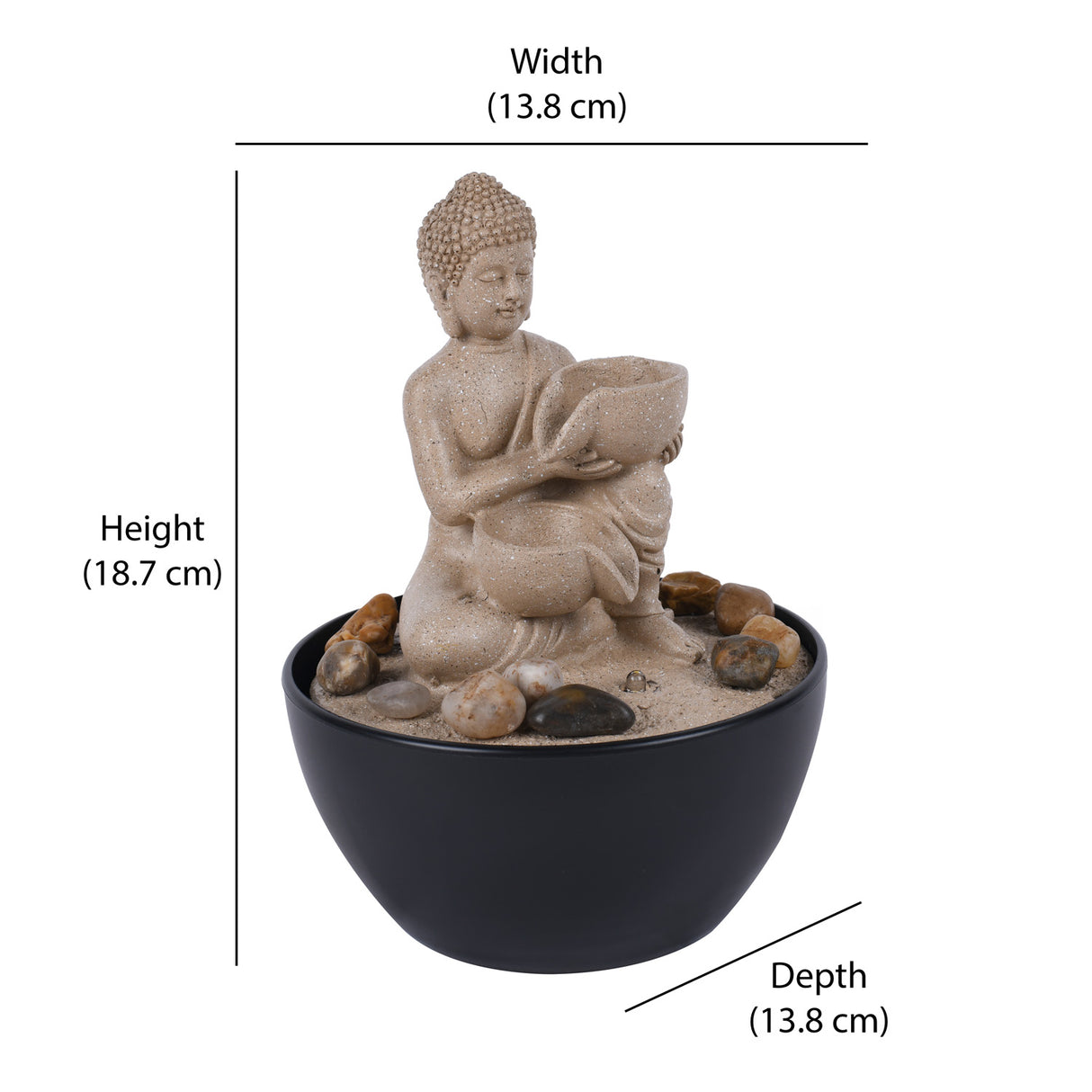 Mini Buddha Water Fountain with LED Light (Sand)