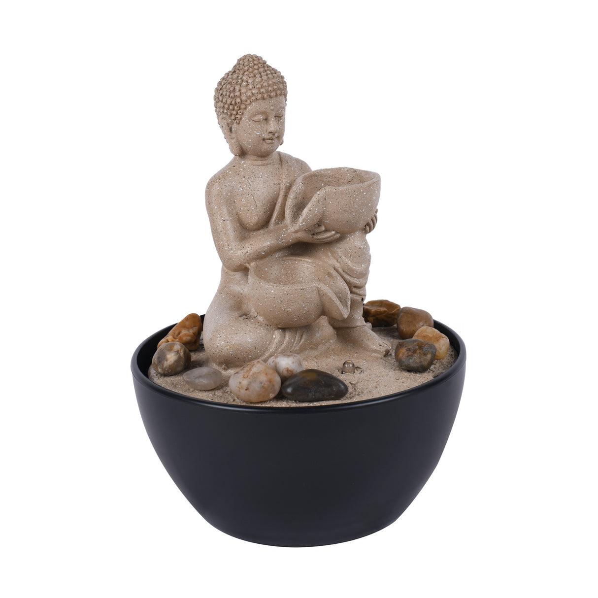 Mini Buddha Water Fountain with LED Light (Sand)