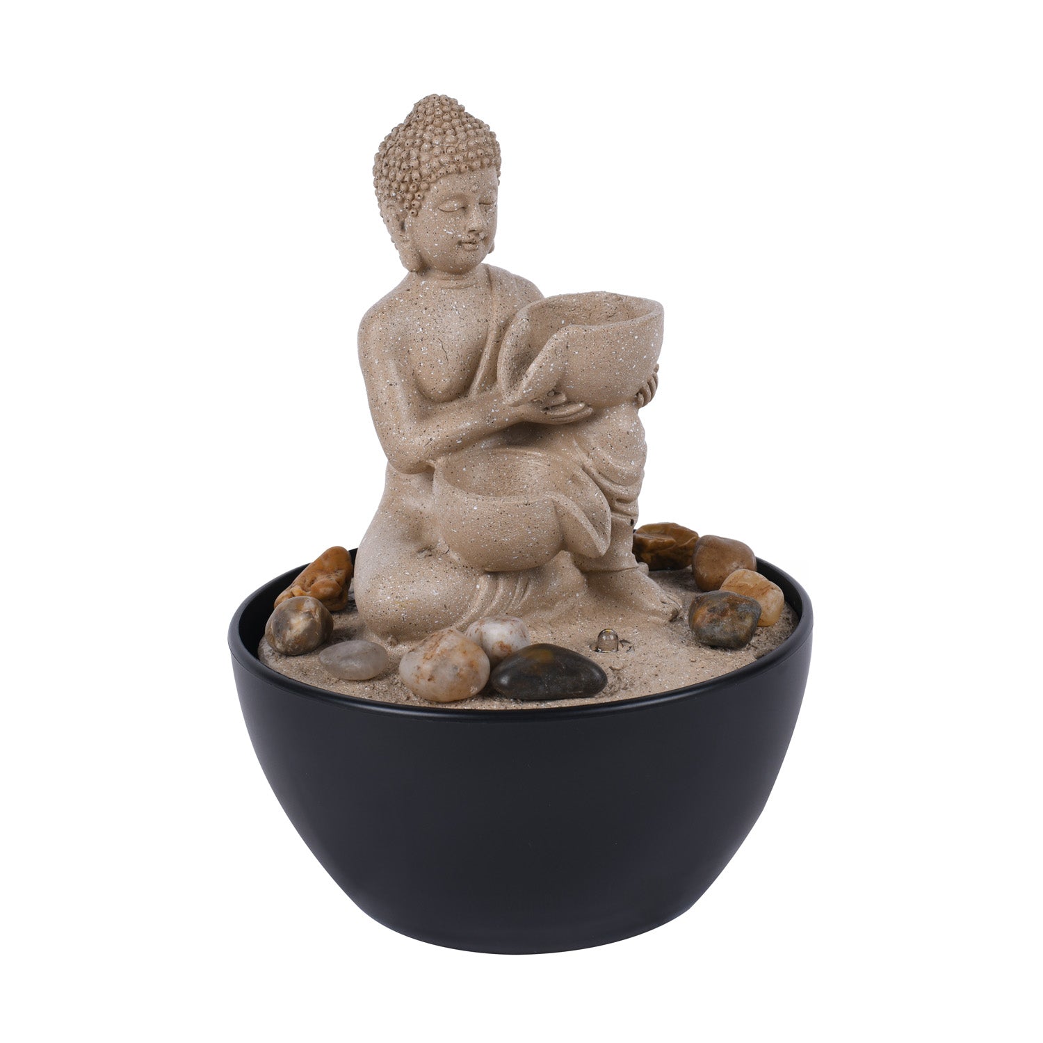 Mini Buddha Water Fountain with LED Light (Sand)