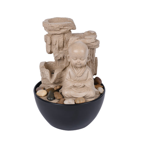 Baby Monk Decorative Water Fountain with LED Light (Sand)