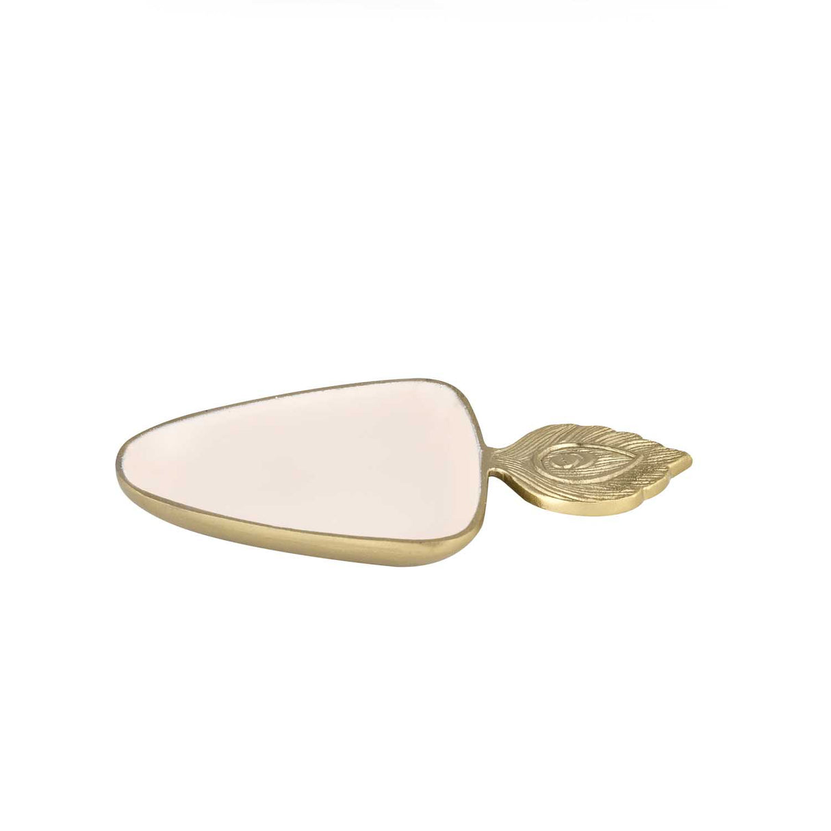 Peacock Feather Serving Platter Small- Off-white and Gold