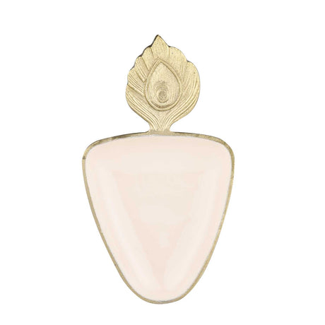 Peacock Feather Serving Platter Small- Off-white and Gold