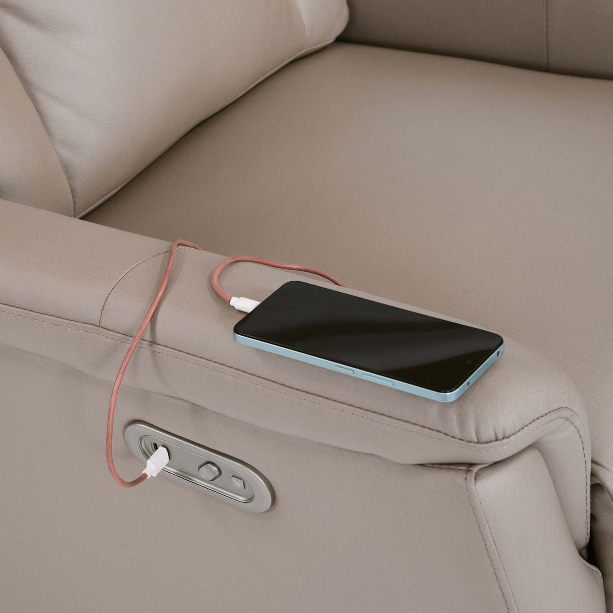 Credal 1 Seater Electric Rocker Recliner Sofa- Mocha