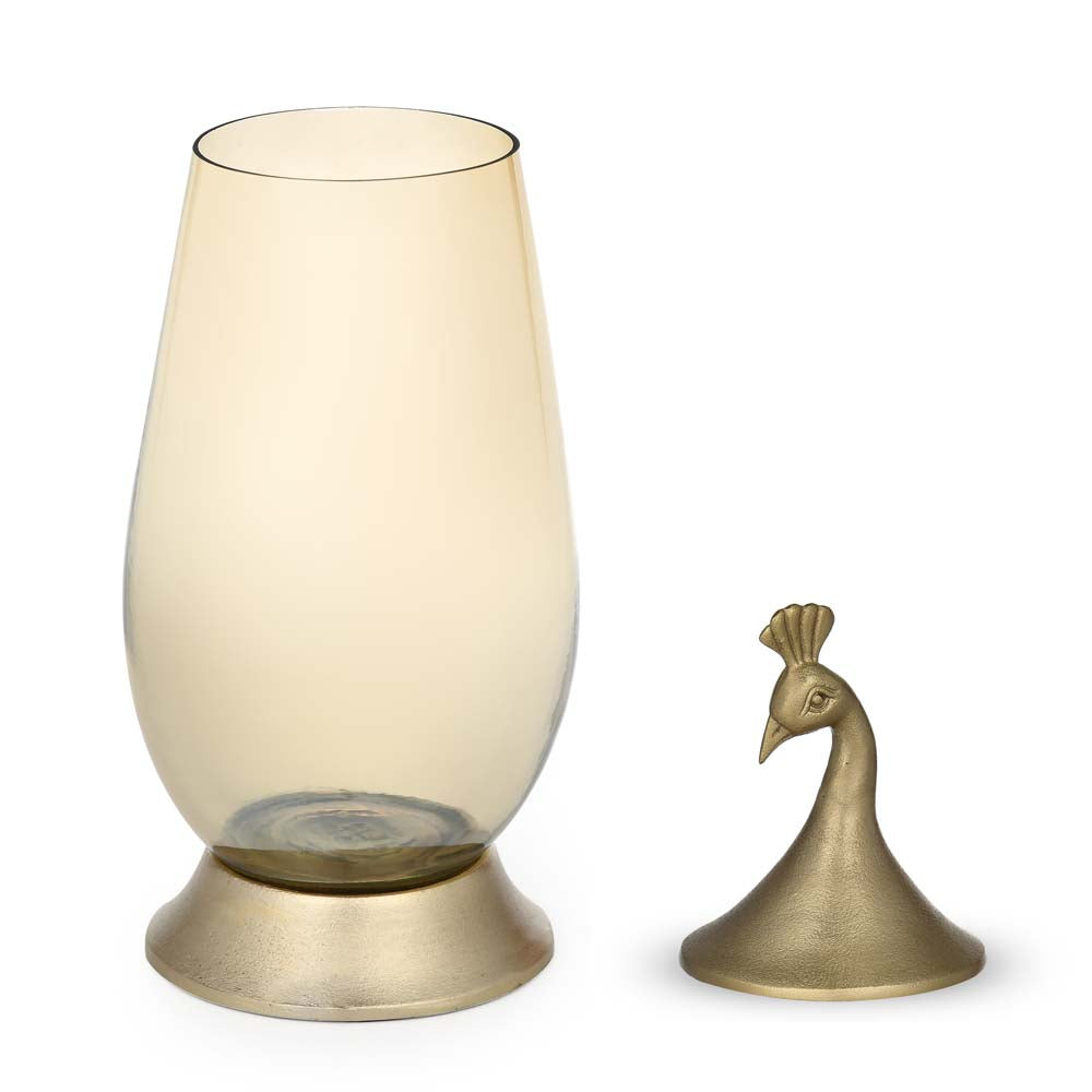 Decorative Peacock Vase with Lid Large- Gold