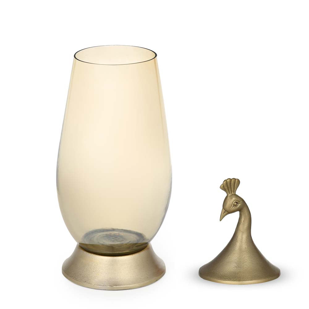 Decorative Peacock Vase with Lid Small- Gold
