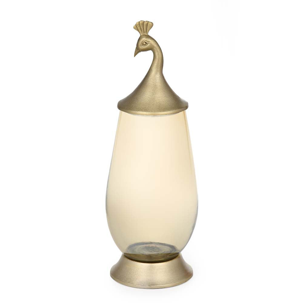 Decorative Peacock Vase with Lid Large- Gold