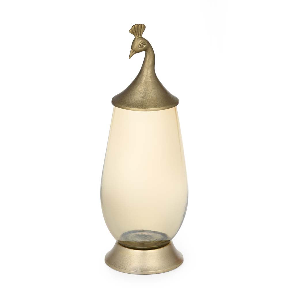 Decorative Peacock Vase with Lid Large- Gold