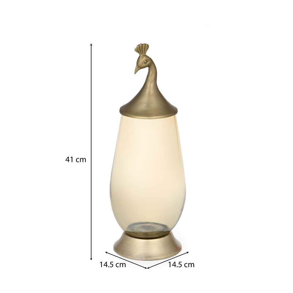 Decorative Peacock Vase with Lid Large- Gold