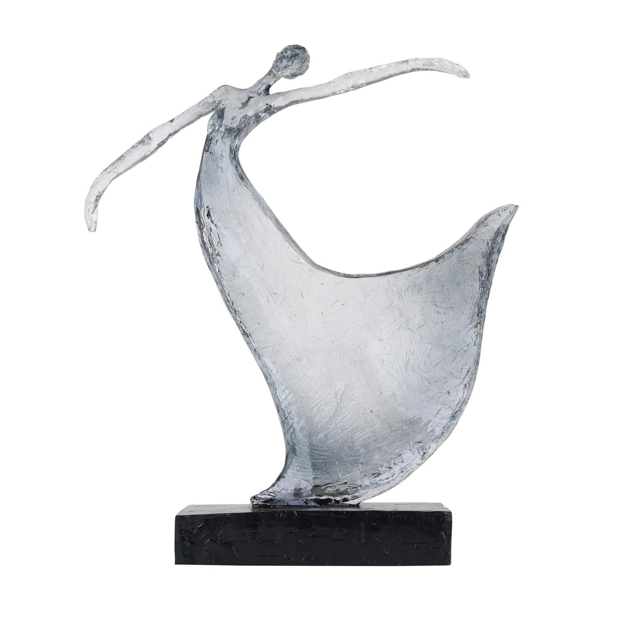 Decorative Modern Abstract Dancing Lady Polyresin Showpiece- Silver and Black