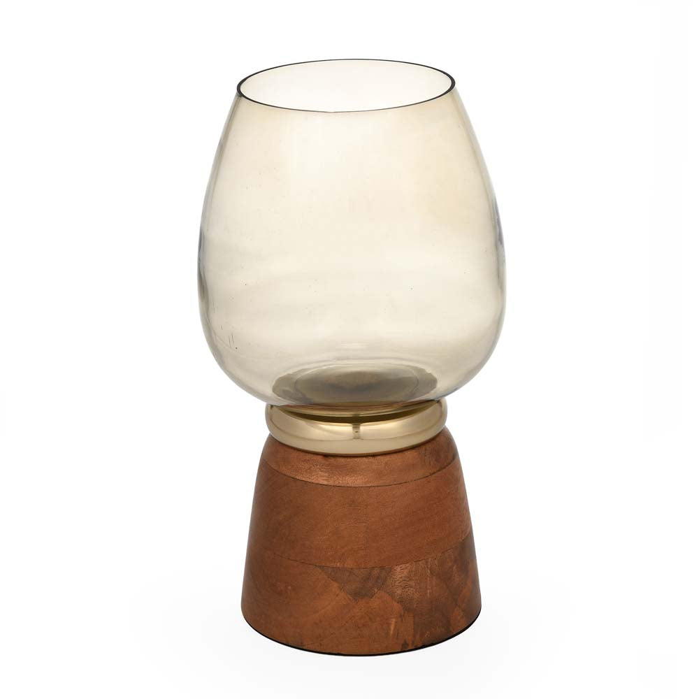 Hurricane Curve Decorative Candle Holder Small- Brown and Gold