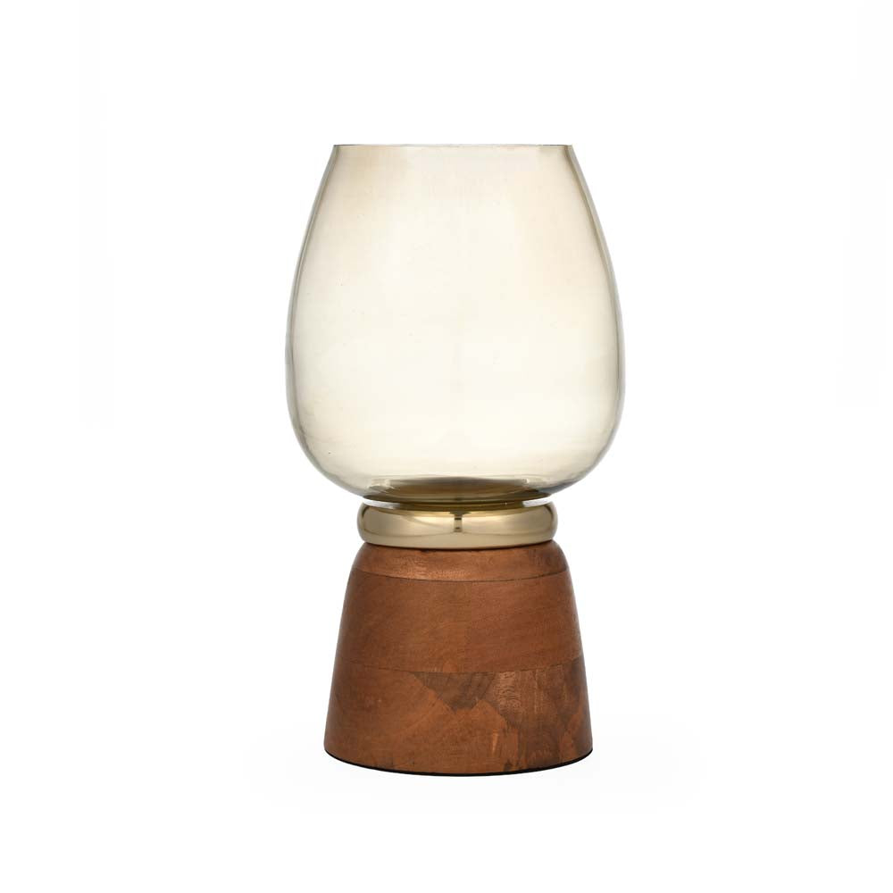Hurricane Curve Decorative Candle Holder Small- Brown and Gold