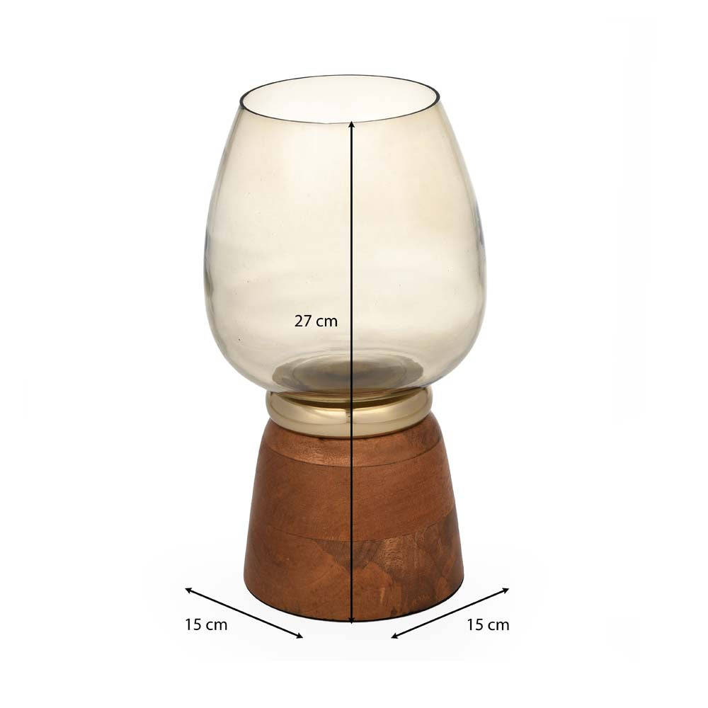 Hurricane Curve Decorative Candle Holder Small- Brown and Gold