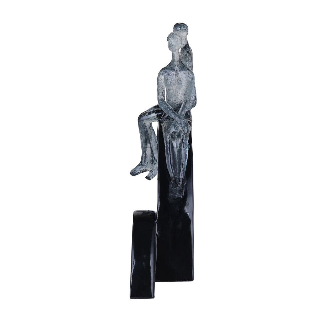 Decorative Modern Abstract Couple Polyresin Showpiece- Silver and Black