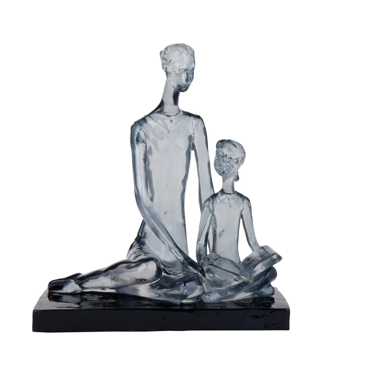 Decorative Modern Abstract Mother and Daughter Polyresin Showpiece- Silver and Black