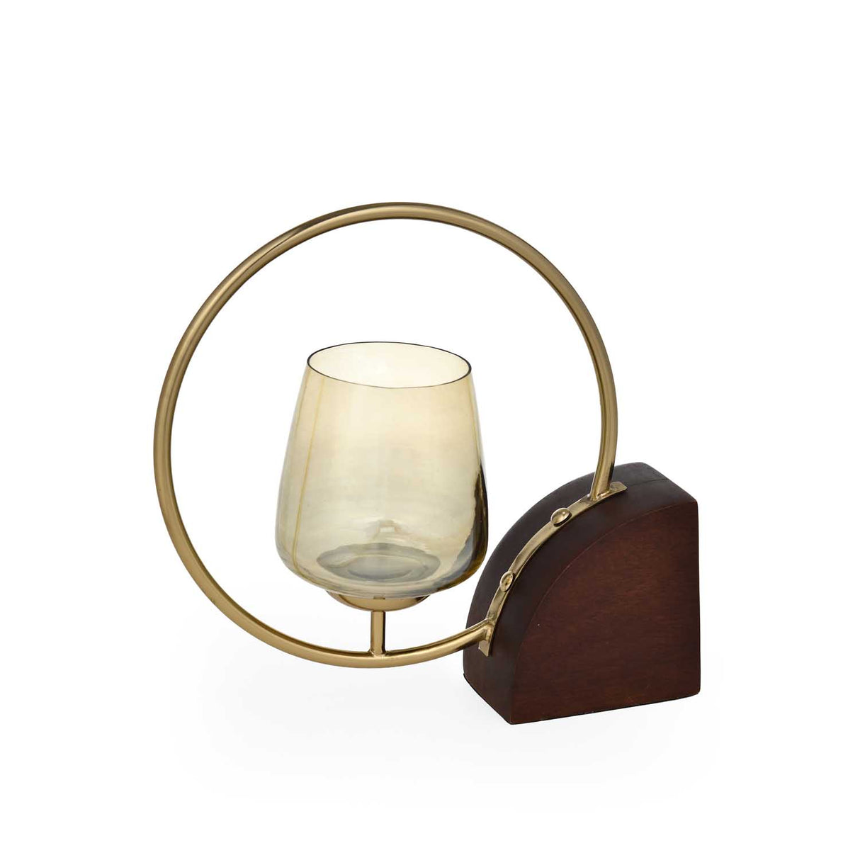 Decorative Golden Ring Candle Holder Small- Brown and Gold