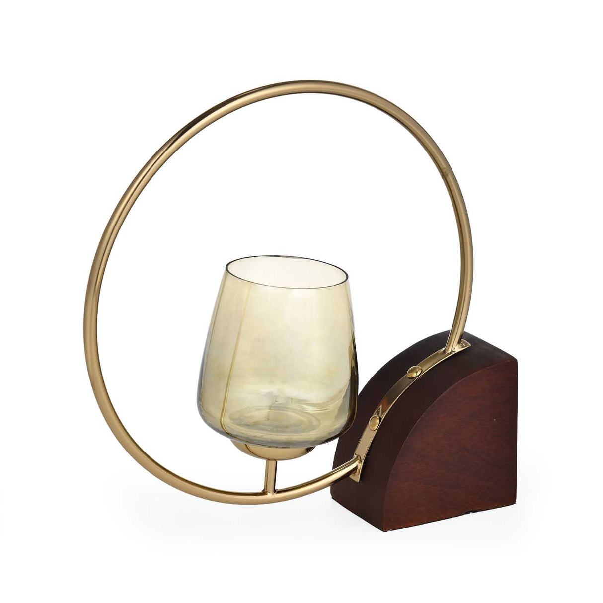 Decorative Golden Ring Candle Holder Large- Brown and Gold