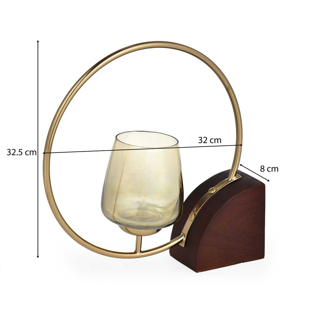 Decorative Golden Ring Candle Holder Large- Brown and Gold