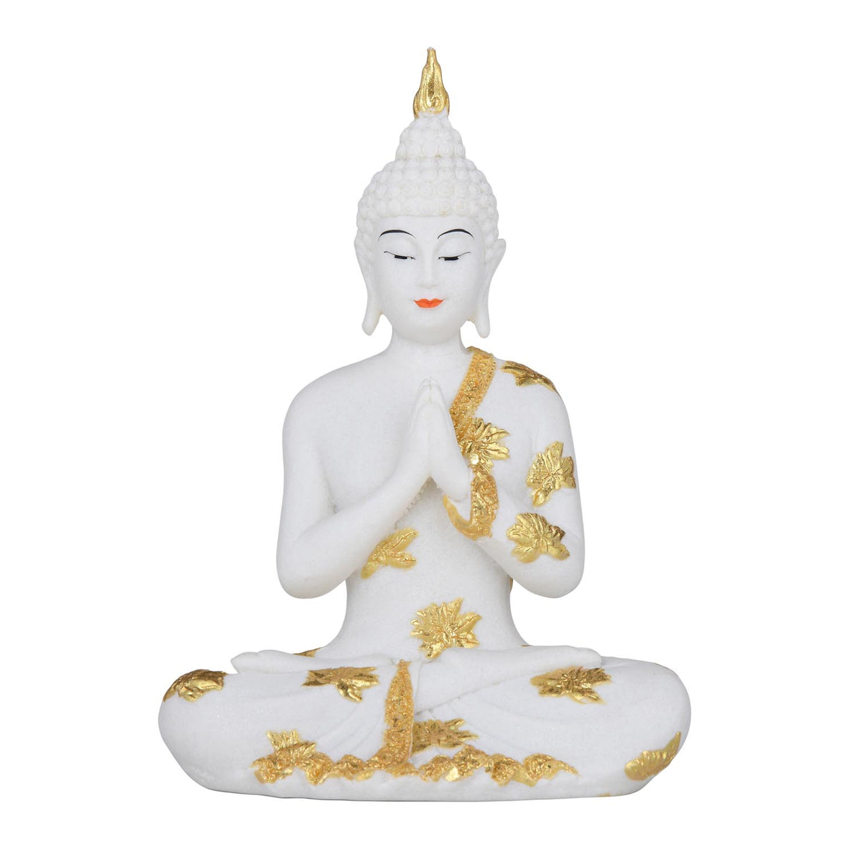 Decorative Buddha Resin Showpiece-White and Gold