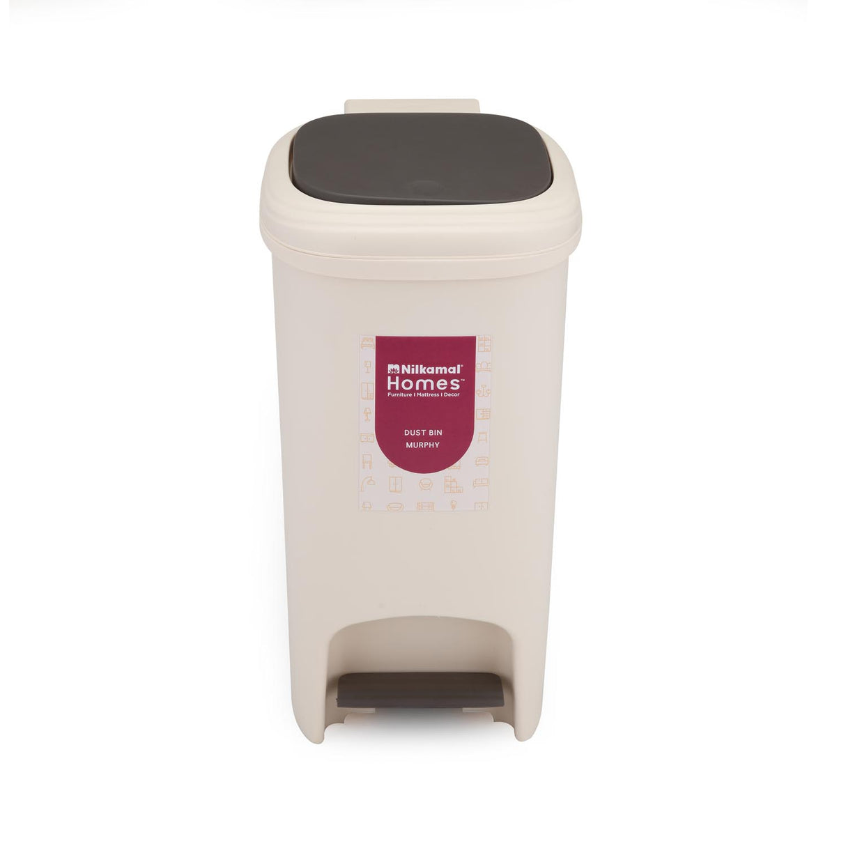 Pedal Press 10 L Polypropylene Dustbin- Beige
