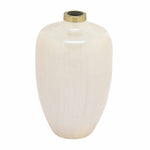 Semi Oval Metal Vase- Cream and Gold