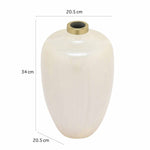 Semi Oval Metal Vase- Cream and Gold
