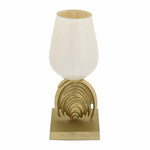 Decorative Hurricane Candle Holder with Metal Arch Stand Large- Cream and Gold