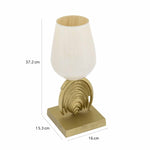 Decorative Hurricane Candle Holder with Metal Arch Stand Large- Cream and Gold