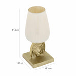 Decorative Hurricane Glass Candle Holder with Metal Arch Stand Small- Cream and Gold