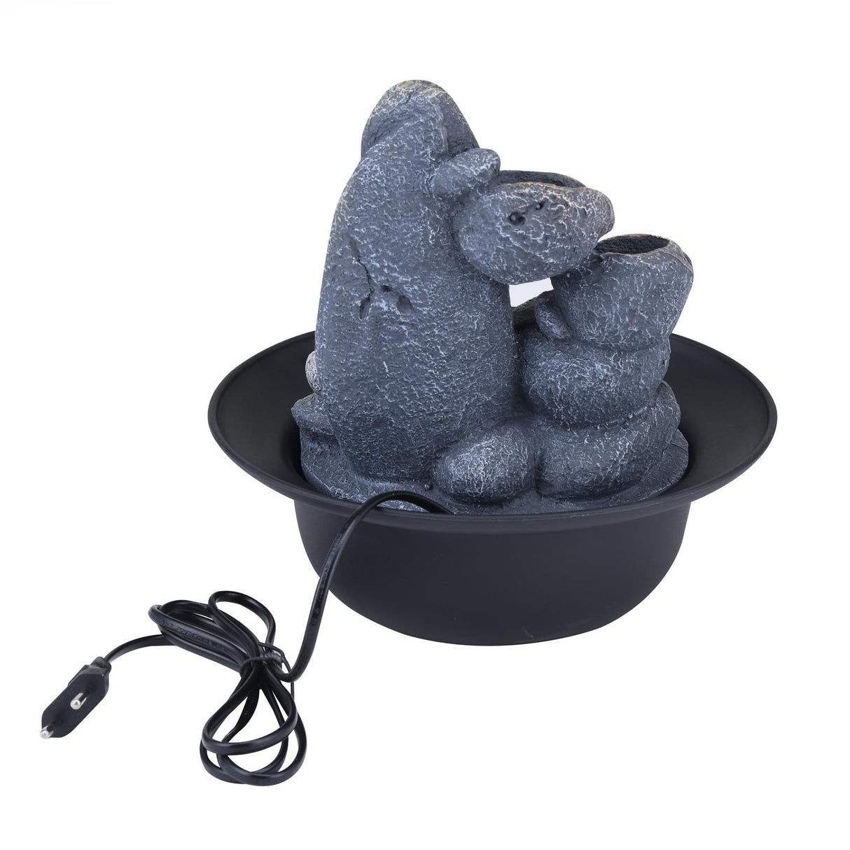 Zen Buddha Polyresin Decorative Table Top Water Fountain with LED Light- Grey