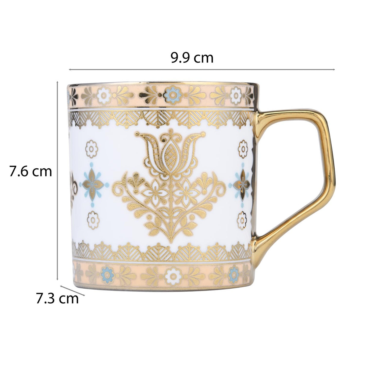 Elegant Golden Design Porcelain Coffee Mug- White and Gold