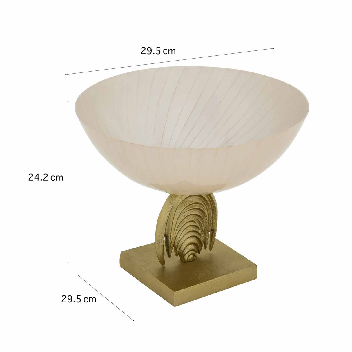 Decorative Round Metal Bowl with Arch Stand- Cream and Gold