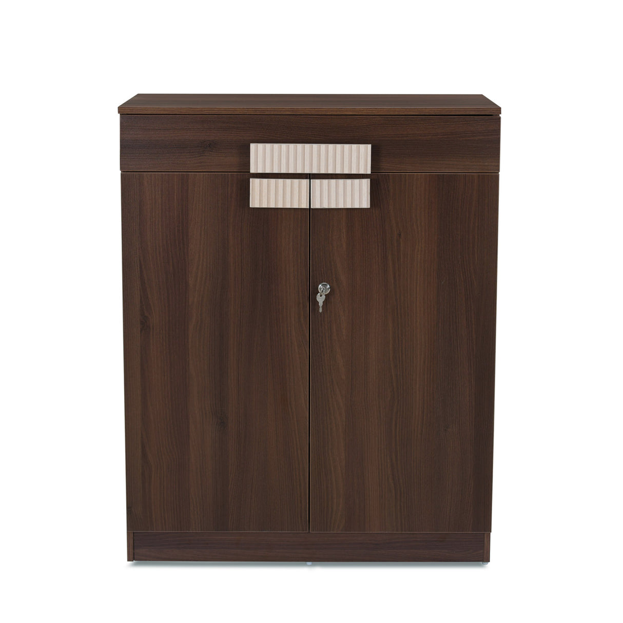 Rova Engineered Wood Shoe Cabinet (Walnut) – Front View