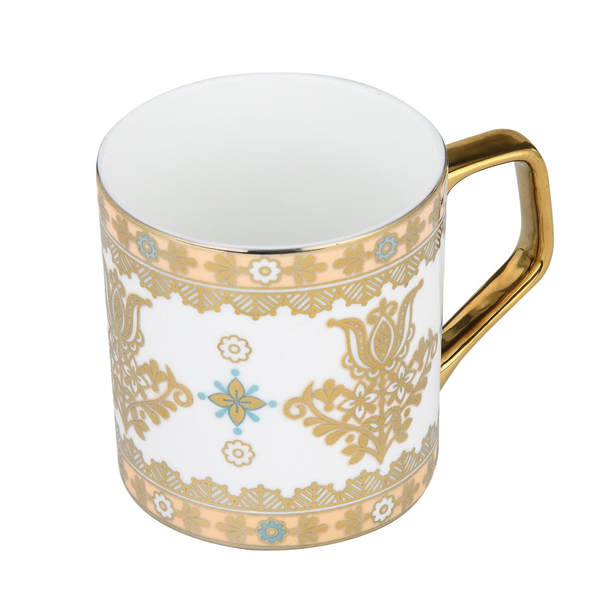 Elegant Golden Design Porcelain Coffee Mug- White and Gold