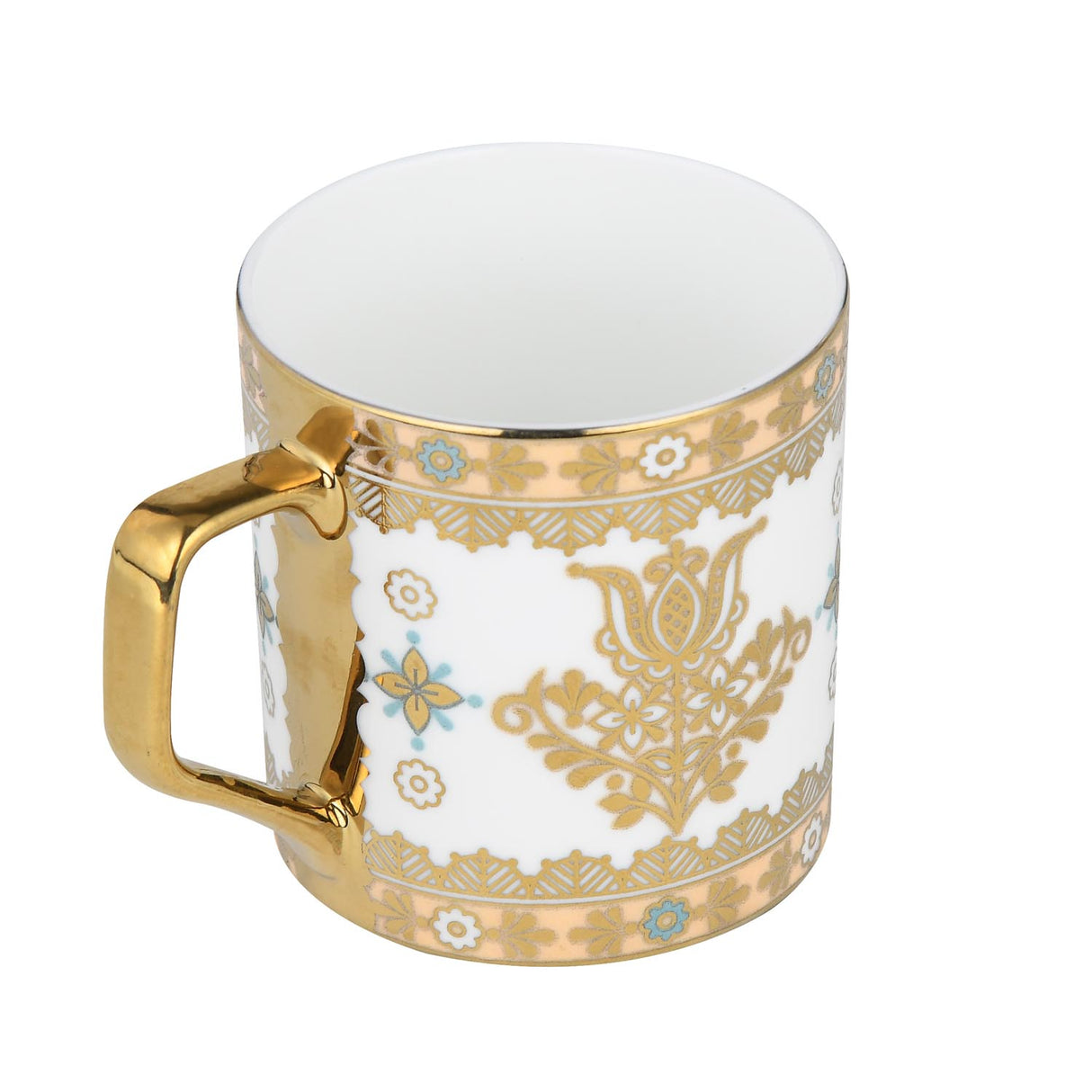 Elegant Golden Design Porcelain Coffee Mug- White and Gold