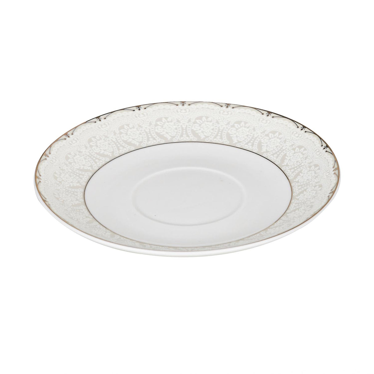 Royal Gold Rim Porcelain Cup and Saucer Set of 6- White and Gold