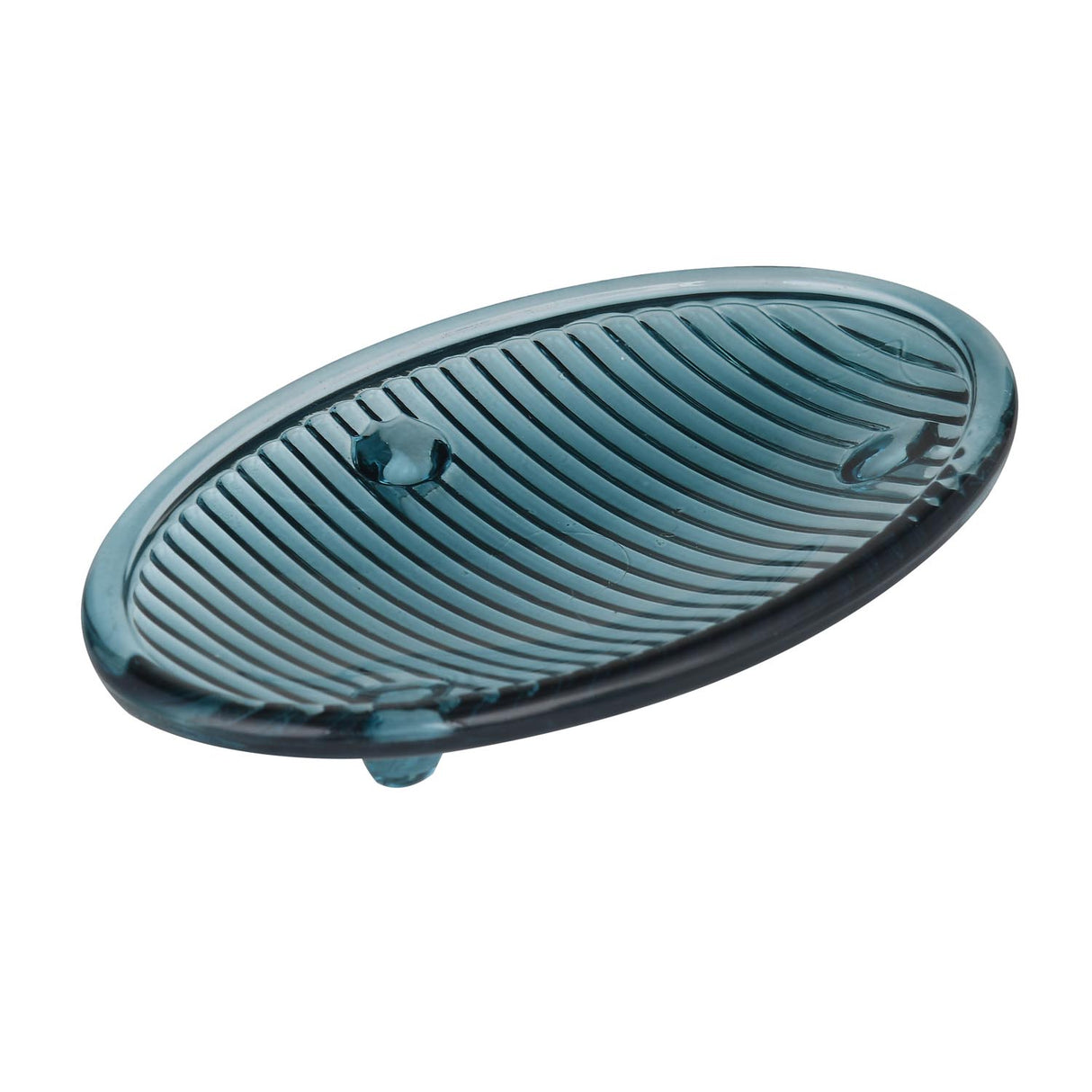 Glass Bath Accessory Set Fluted Pattern- Blue