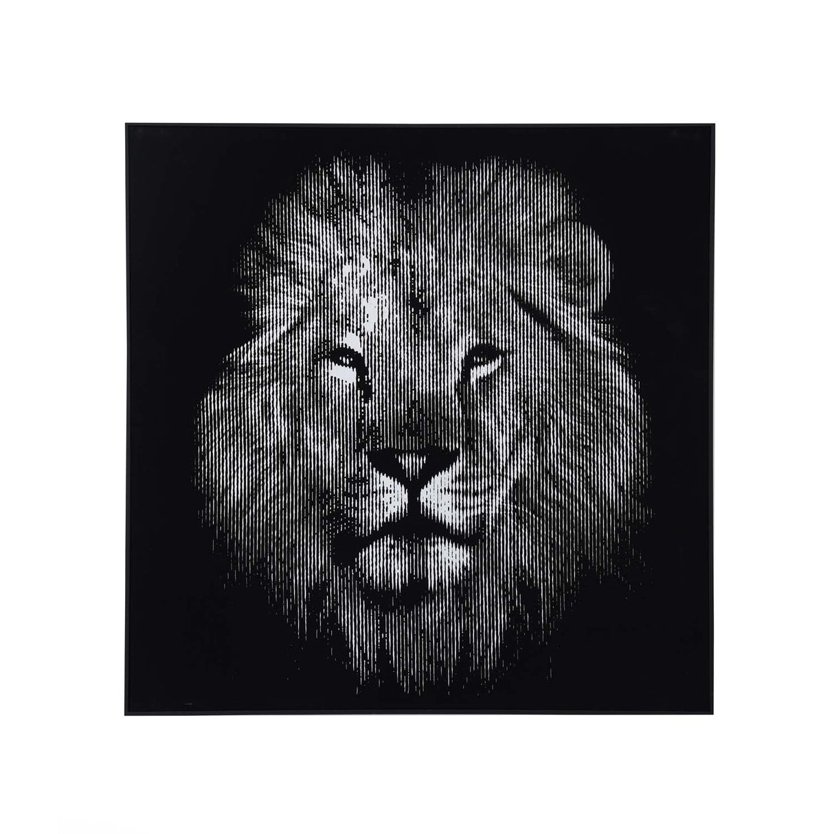 Lion Face Canvas Wall Painting- Black