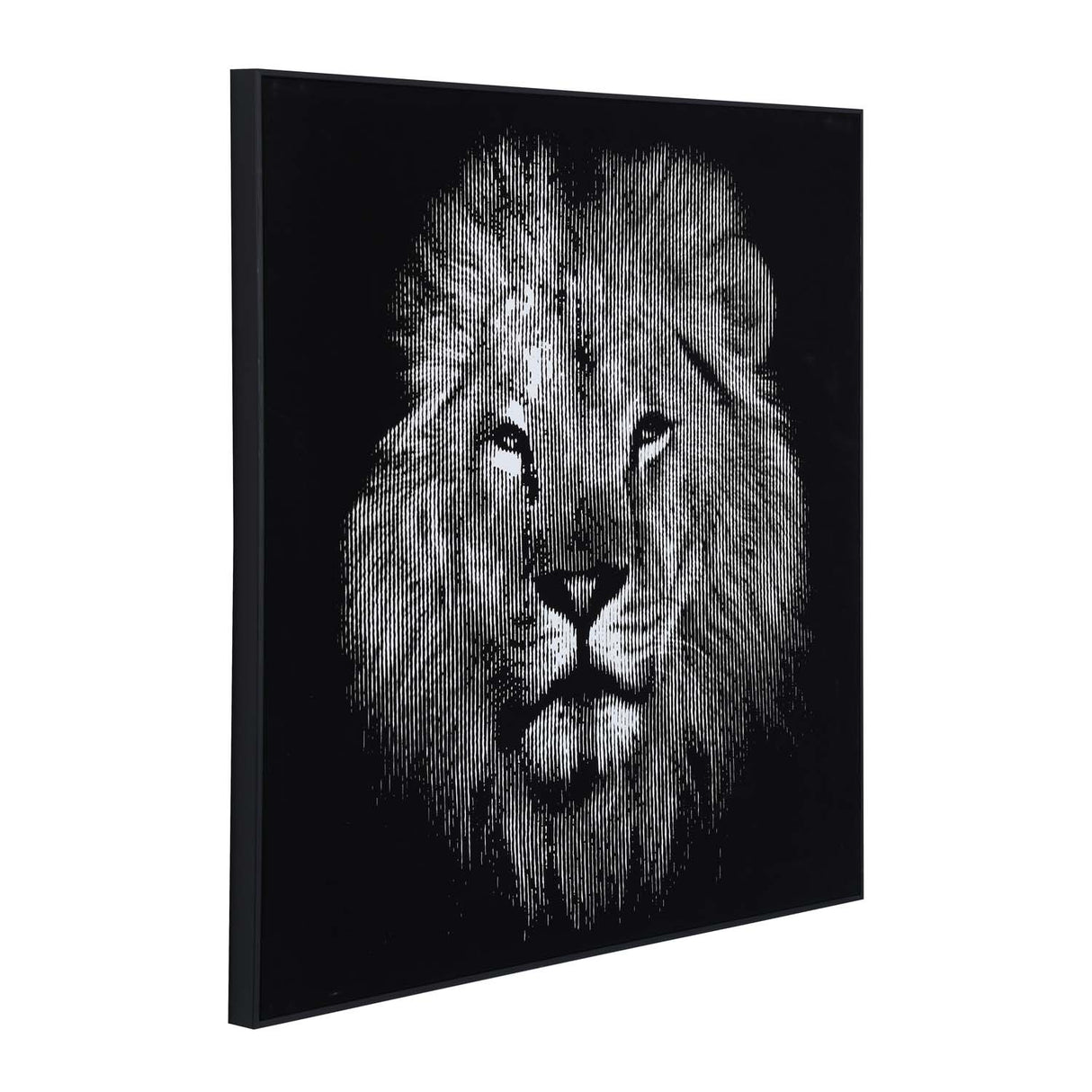 Lion Face Canvas Wall Painting- Black
