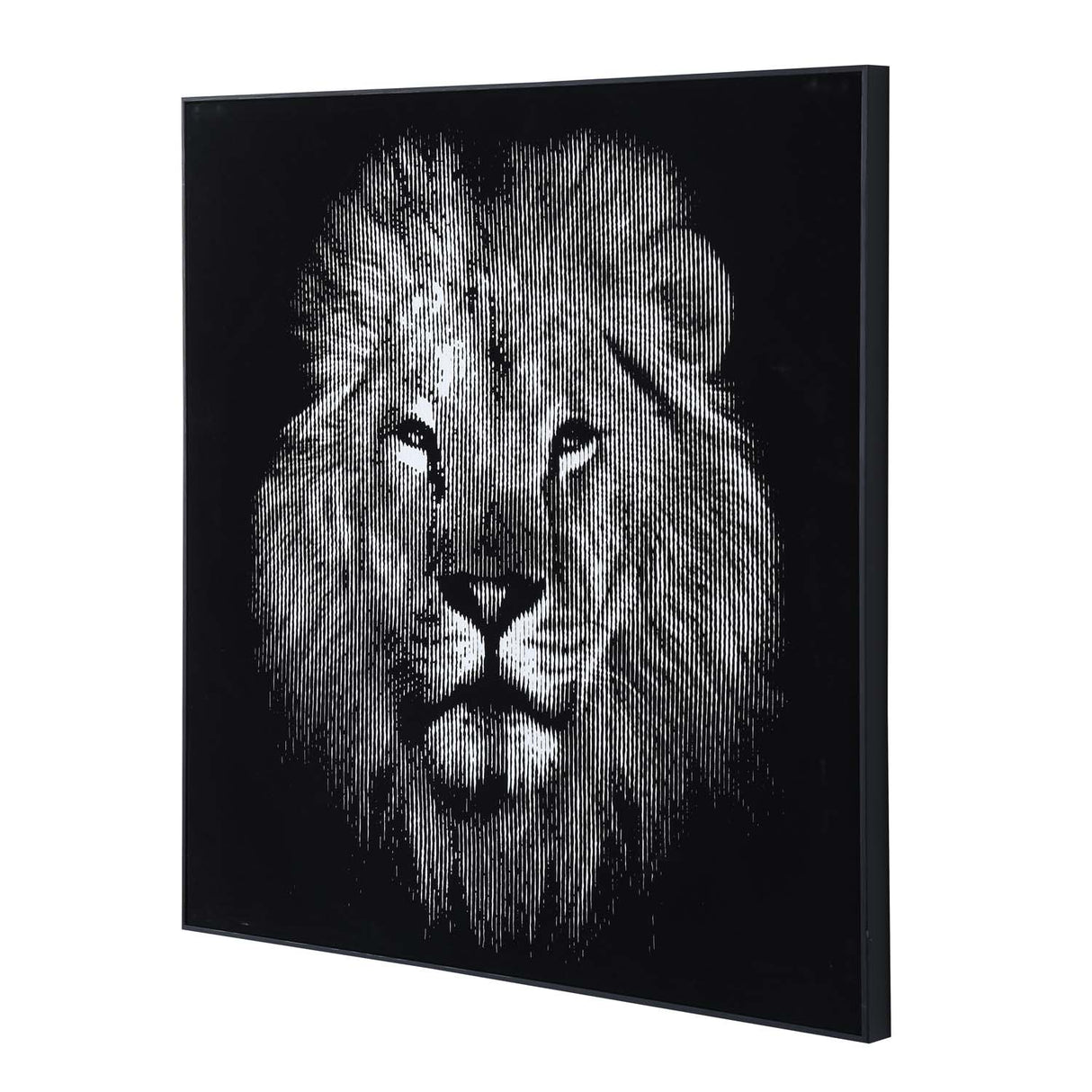 Lion Face Canvas Wall Painting- Black