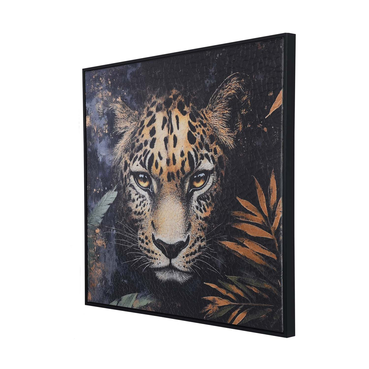 Leopard Crackle Canvas Wall Painting- Black And Brown