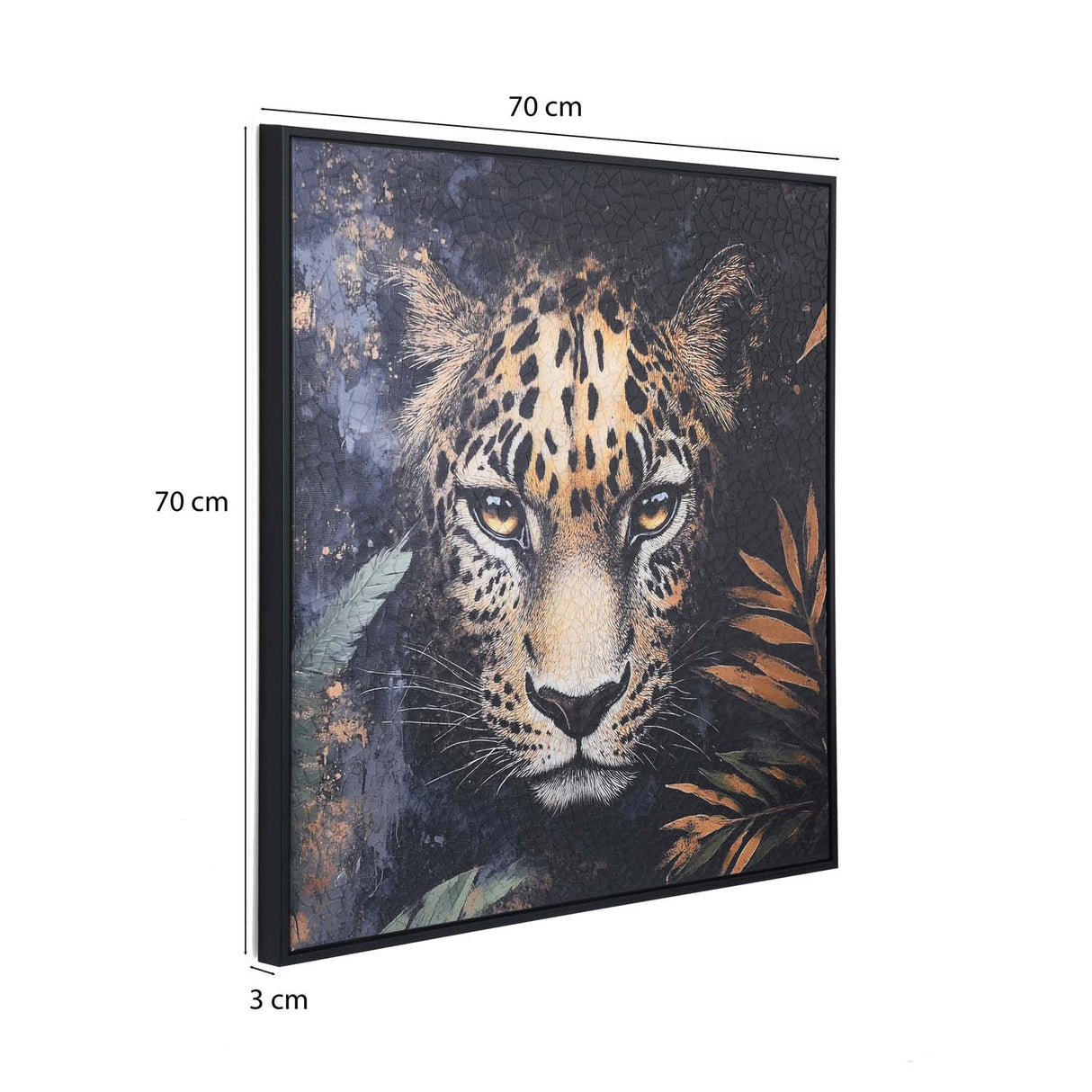 Leopard Crackle Canvas Wall Painting- Black And Brown