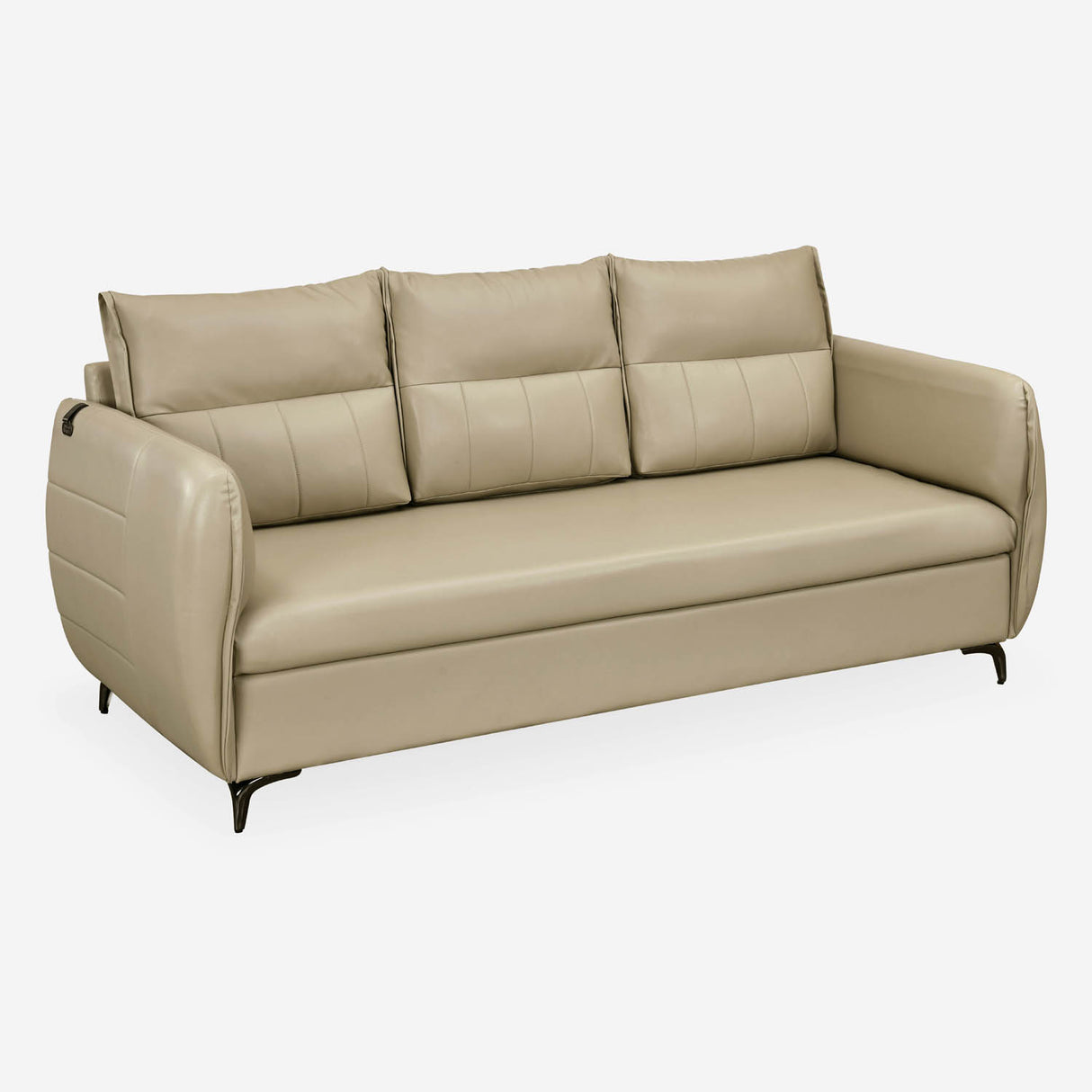 Infinia 3 Seater Leatherette Sofa- Beige