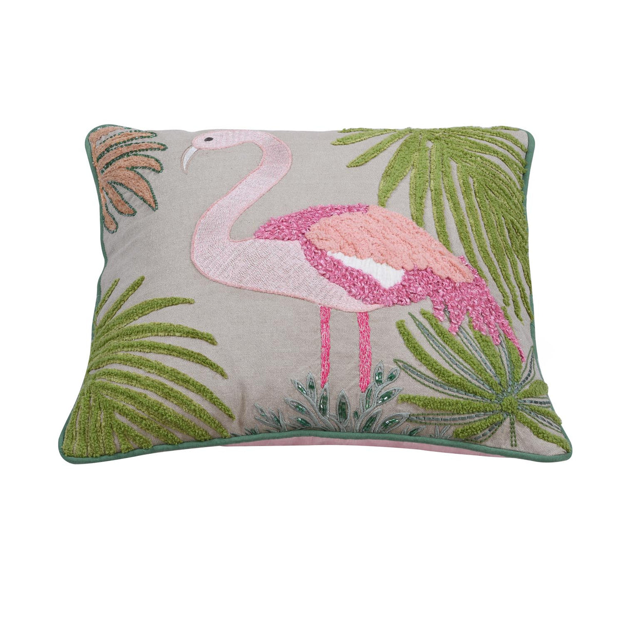 Flamingo Cotton Cushion Cover- Multicolor
