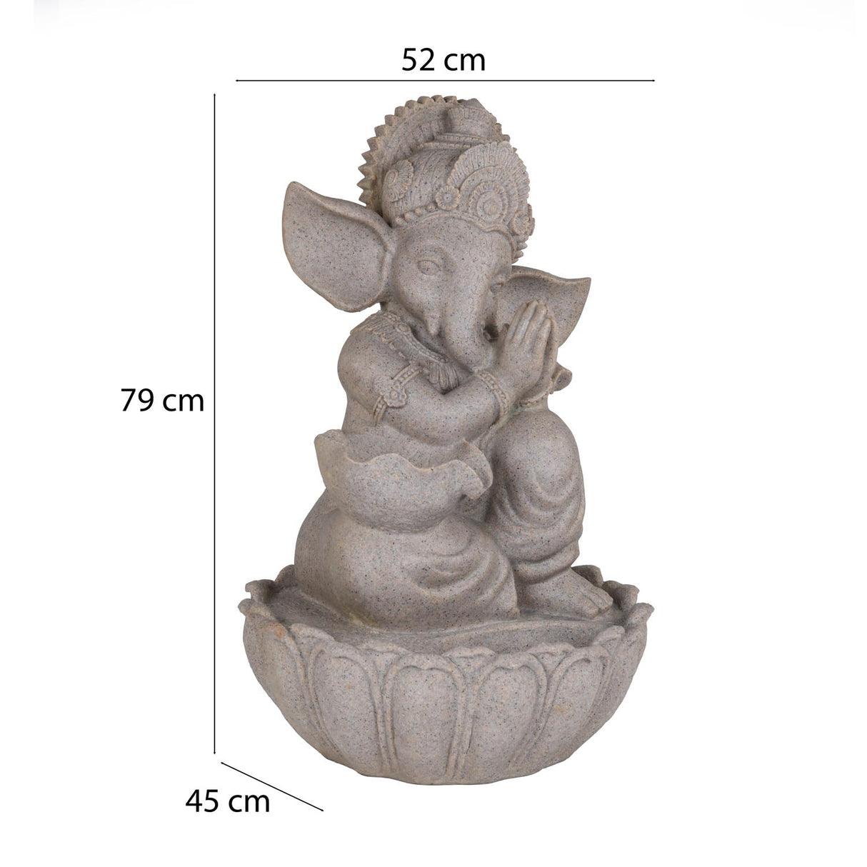 Ganesha Polyresin Decorative Table Top Water Fountain- Sand Brown