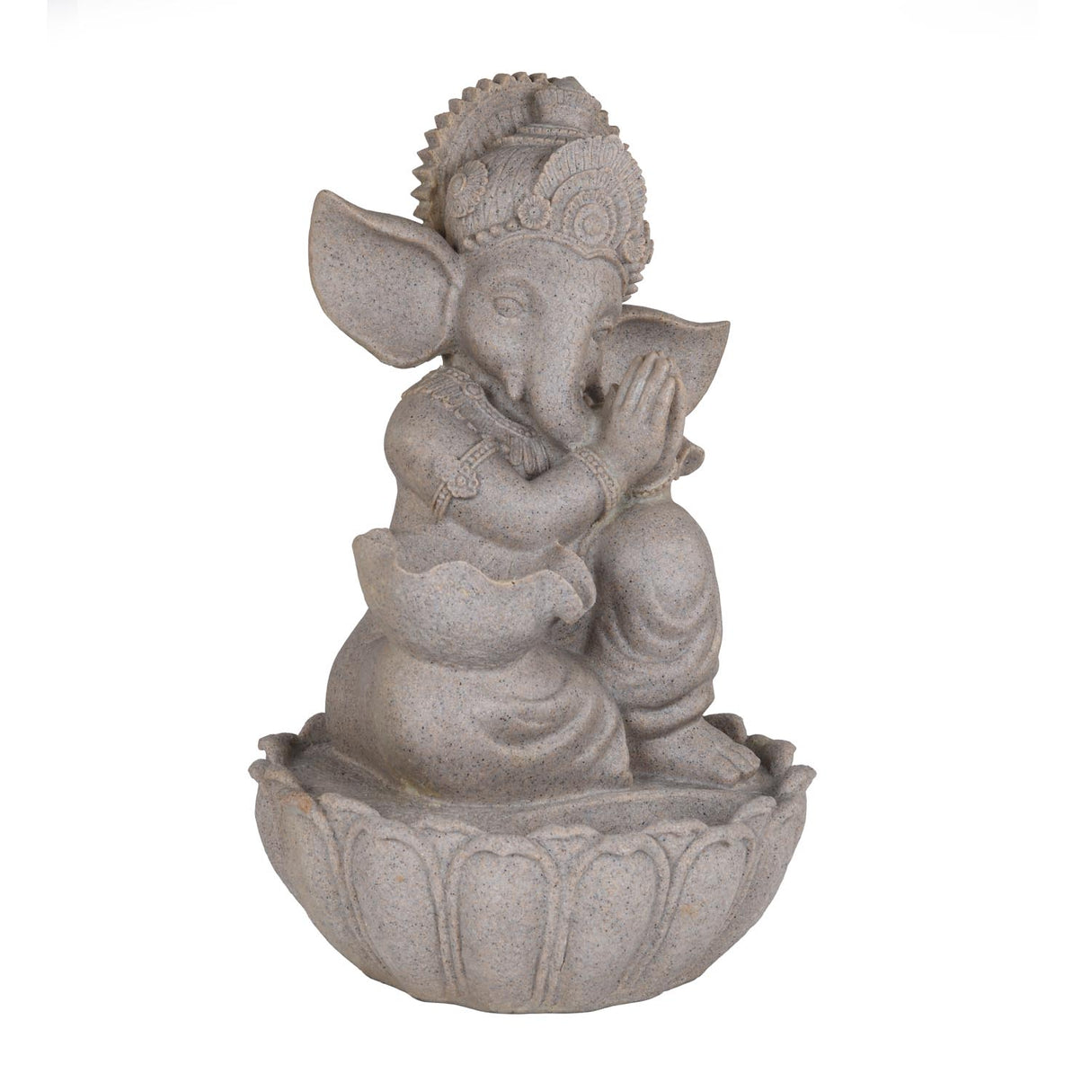 Ganesha Polyresin Decorative Table Top Water Fountain- Sand Brown
