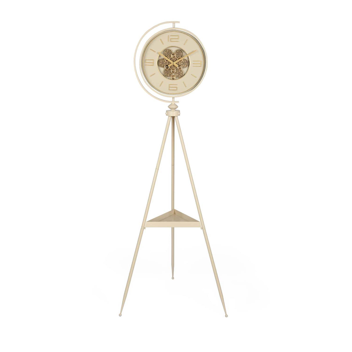 Moving Gear Floor Clock- Beige and Gold