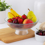 Fluted Design Footed Glass Serving Bowl- Transparent