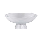 Fluted Design Footed Glass Serving Bowl- Transparent