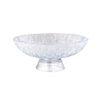 Abstract Design Footed Glass Serving Bowl- Transparent
